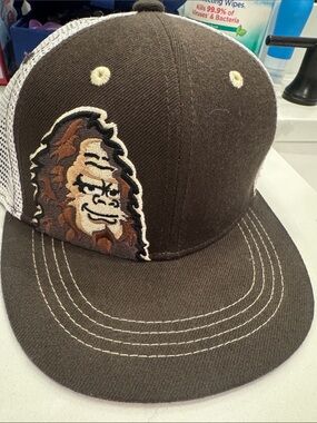 Kids Brown Trucker Hat with Sasquatch Patch